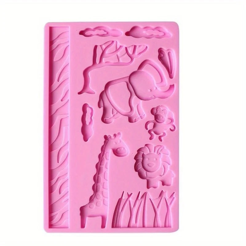 Zoo Animal Fondant Cake Mold – Silicone Embosser Baking Tool Fondant Cake Mold Axl