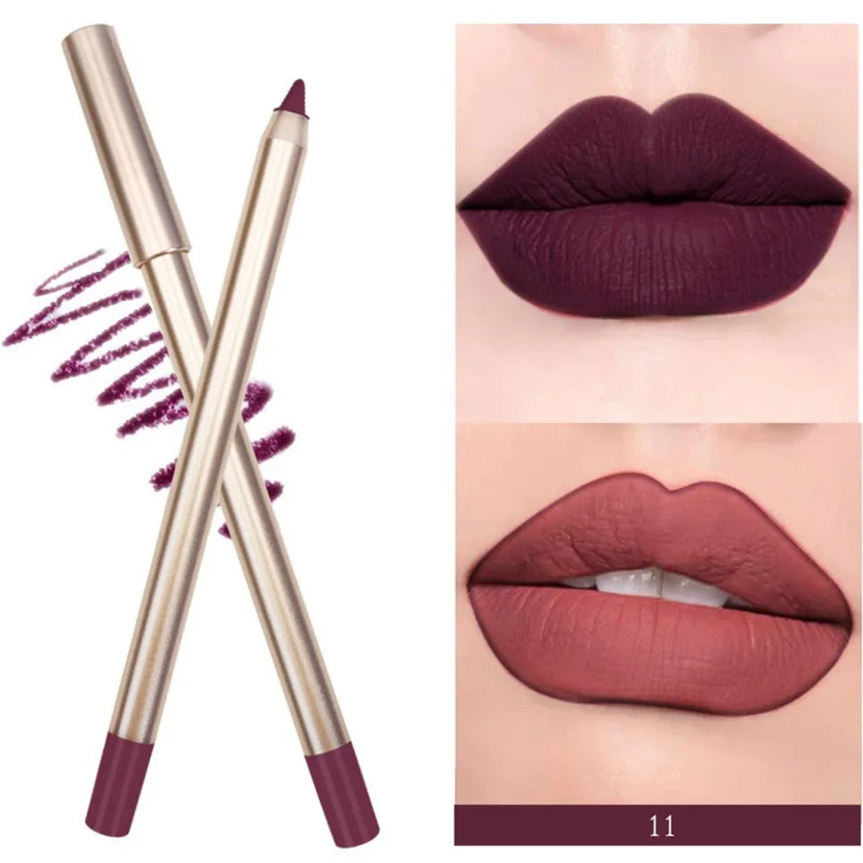 15-Color Waterproof Vegan Lip Liner Set – Nude & Long-Lasting Lip Liner Set Axl