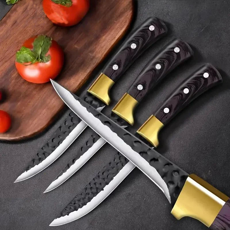 PLYS Stainless Steel Boning Knife Set – Sharp Chef Butcher Blade Boning Knife Set Axl