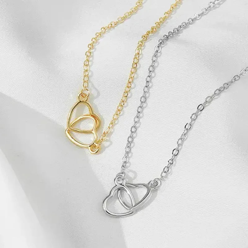 Huitan Double Heart Pendant Necklace – Women's Fashion Jewelry Pendant Necklace Axl