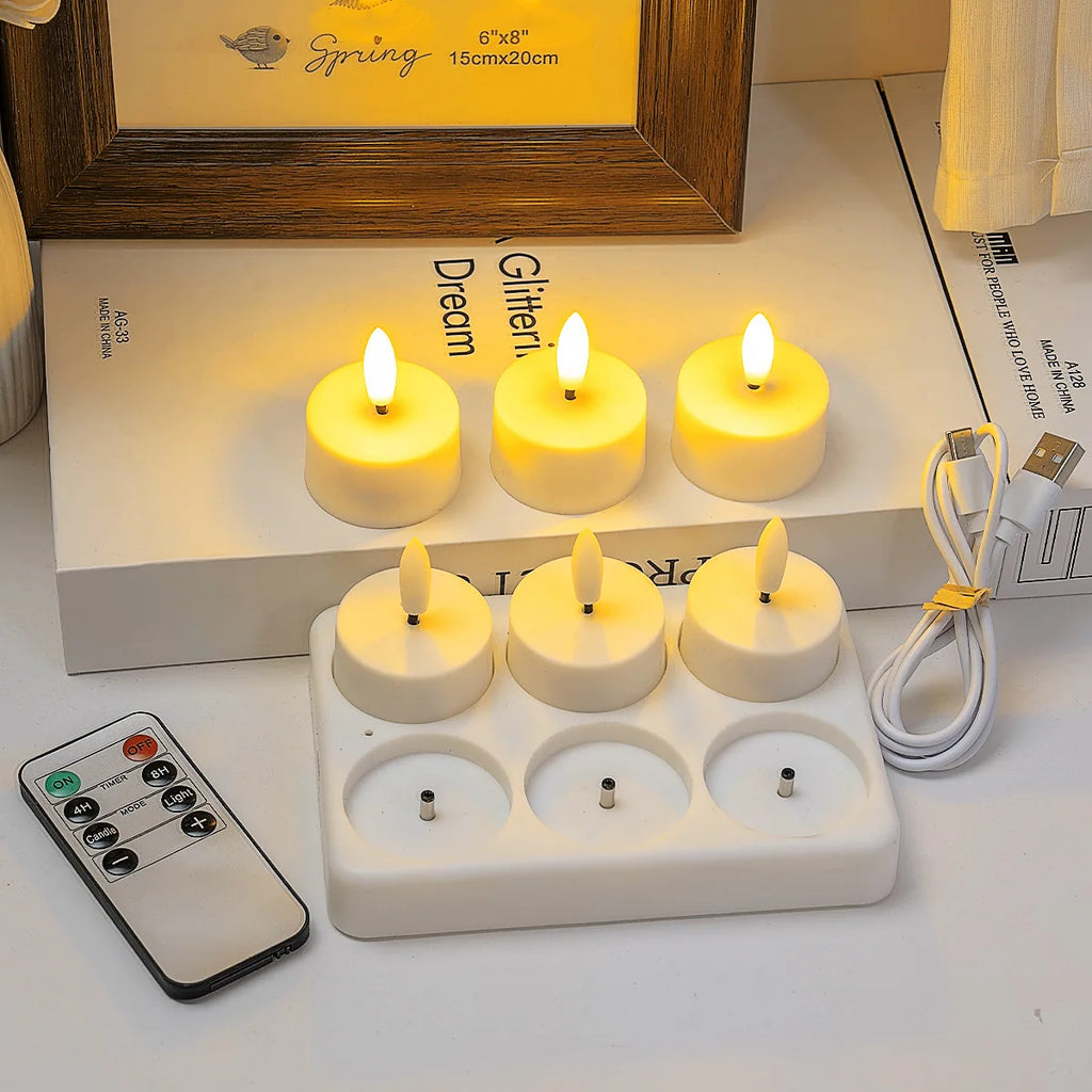 LED Rechargeable Flameless Tea Light Candles – 4/6/8 Pack LED Flameless Candles Axl