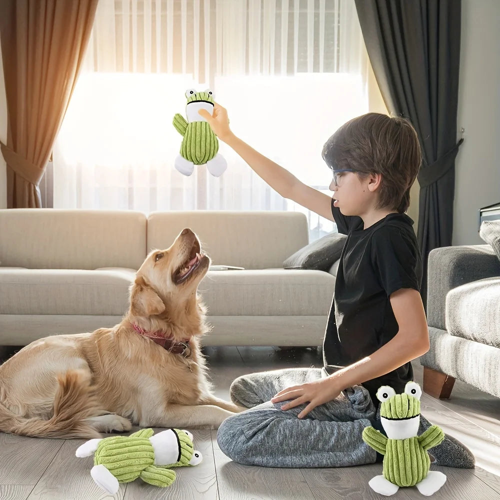 Frog Plush Dog Squeaky Toy – Chew Toy for Puppies & Small Dogs Plush Dog Toy Axl