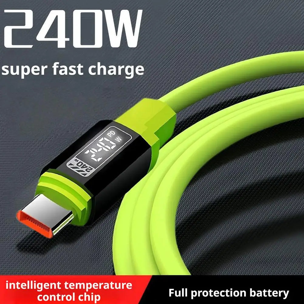 240W USB-C Liquid Silicone Fast Charging Cable – 1M & 2M USB-C Charging Cable Axl