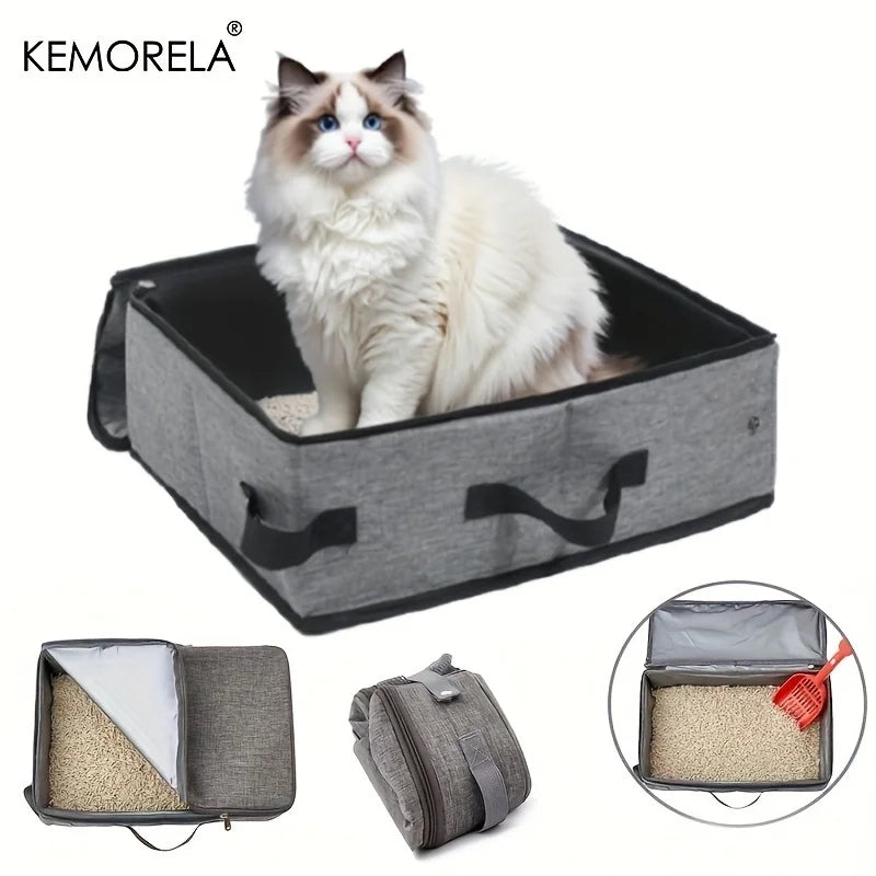 KEMORELA Foldable Cat Litter Box – Portable Travel Pet Potty Cat Litter Box Axl