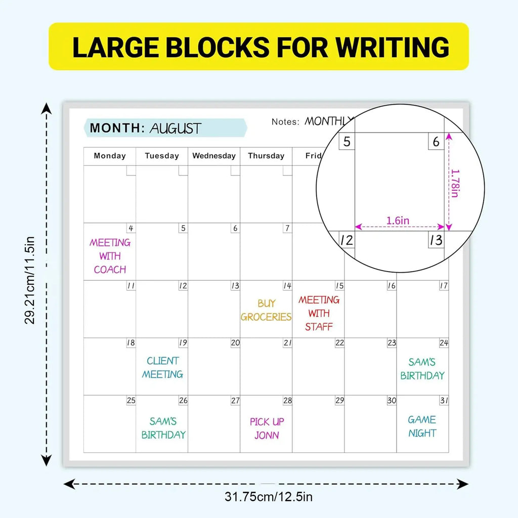 Dry Erase Wall Calendar – 12-Month Erasable Yearly Planner Dry Erase Wall Calendar Axl