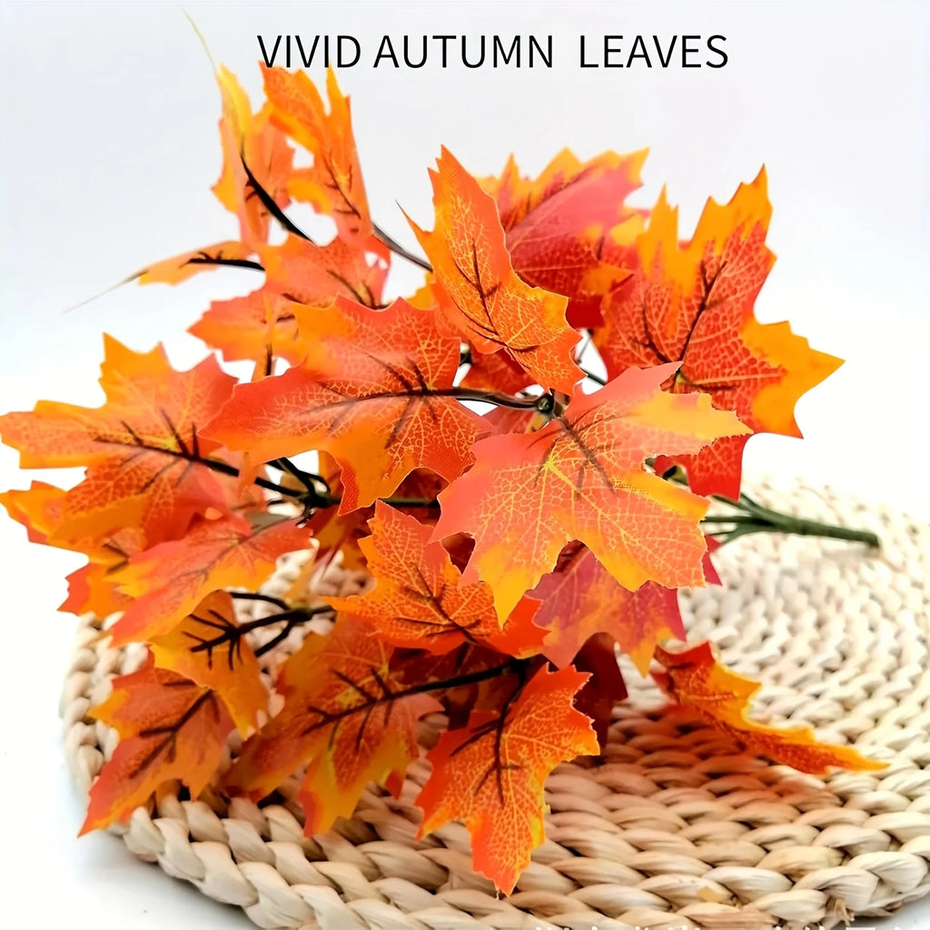 2-Pack Artificial Maple Leaf Stems | Fall Autumn Home Decor Artificial Floral Stems Axl