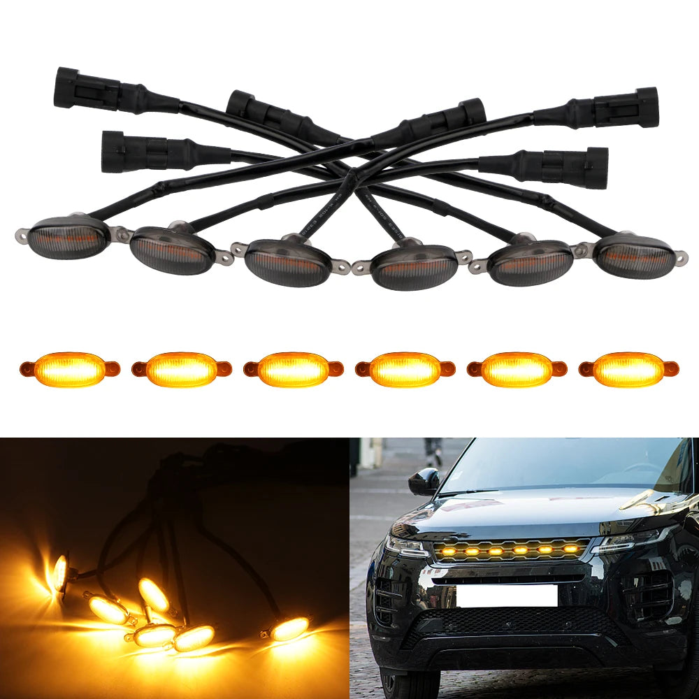 LED Amber Eagle Eye Grille Light Kit – 12V Universal 6 SMD Automotive Grille Light Axl