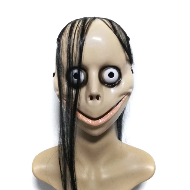 Halloween Ghost Mask with Long Hair – Horror PVC Female Mask Halloween Costume Mask Axl onesize