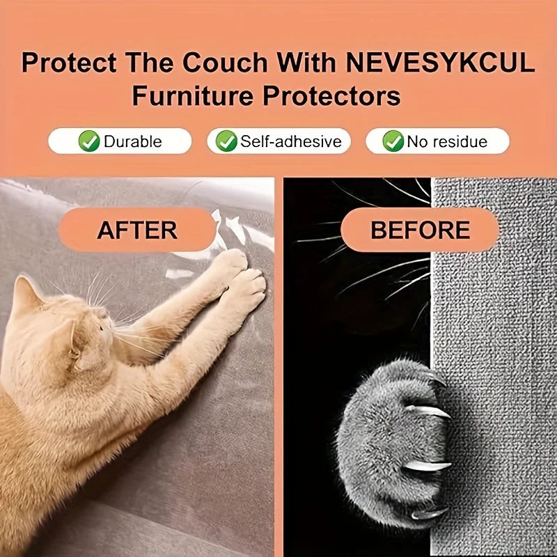 Cat Scratch Guard Tape 10pc – Clear Furniture Protector Stickers Cat Scratch Deterrent Axl