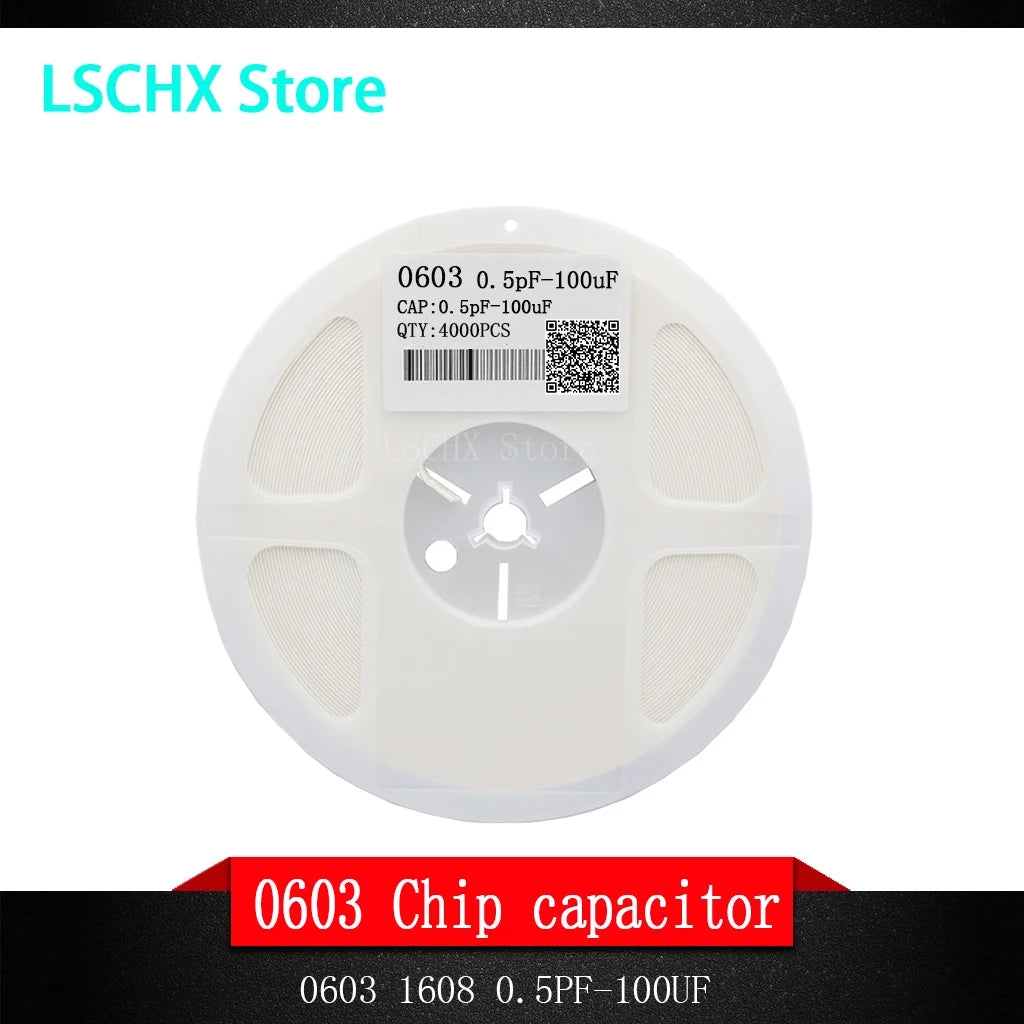 4000pcs 0603 50V SMD Multilayer Ceramic Capacitor Reel 0.5pF–22µF Ceramic Capacitor Reel Axl 3pF