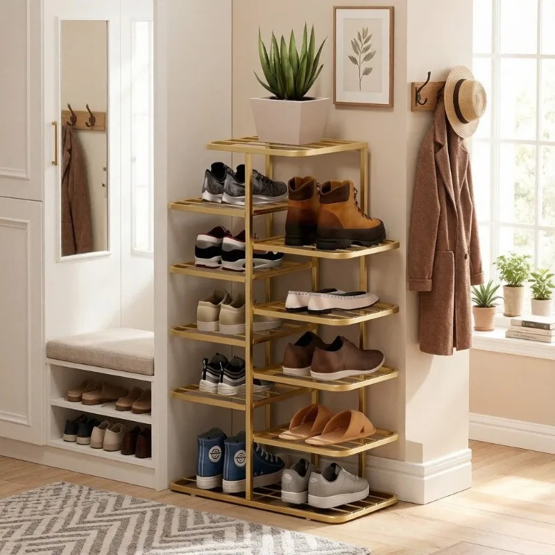 Multi-Layer Wrought Iron Shoe Rack – Entryway Storage Shelf Shoe Rack Axl