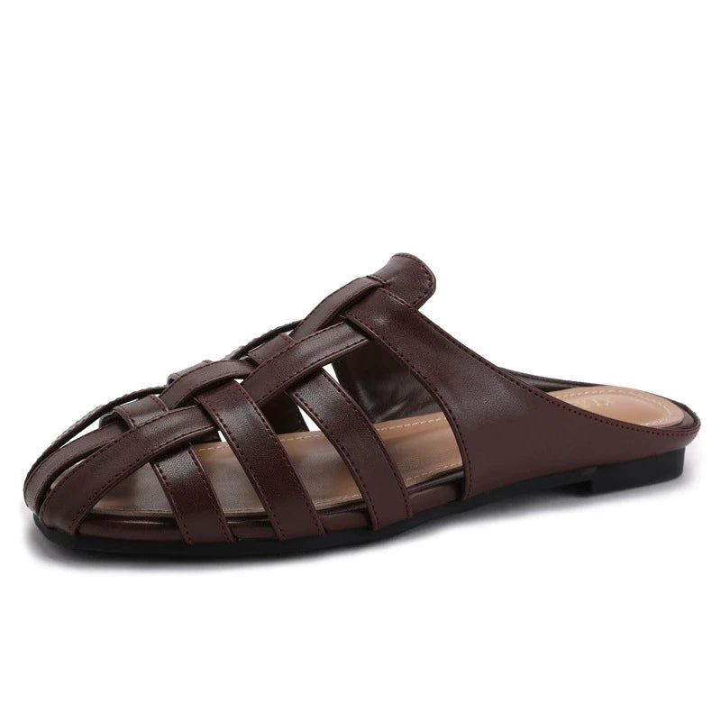 Women's Hollow-Out Mule Sandals – Flat Slip-On Summer Shoes Mule Sandals Axl Y229-2jiuhong 37