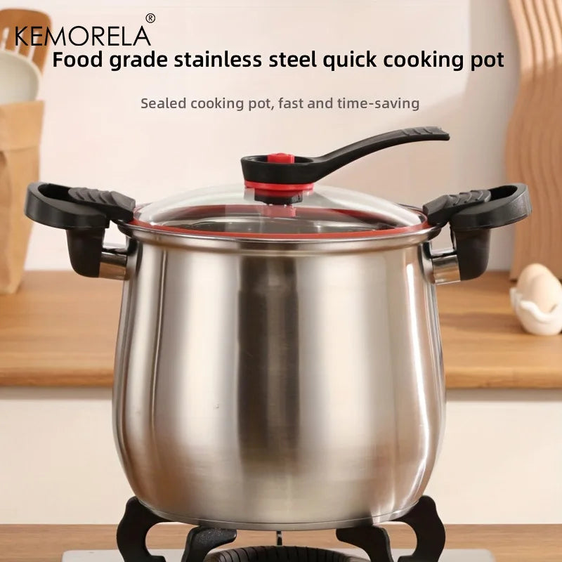 KEMORELA 22cm Stainless Steel Stockpot with Glass Lid | Induction Soup & Stock Pot Axl
