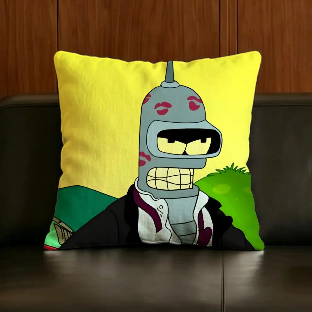 Futurama Bender Linen Cushion Cover – Sofa, Bed & Chair Linen Cushion Cover Axl White8 50X50cm