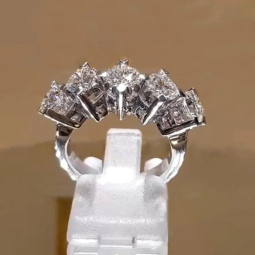 Huitan 5-Stone CZ Ring – Women's Geometric Statement Ring CZ Fashion Ring Axl