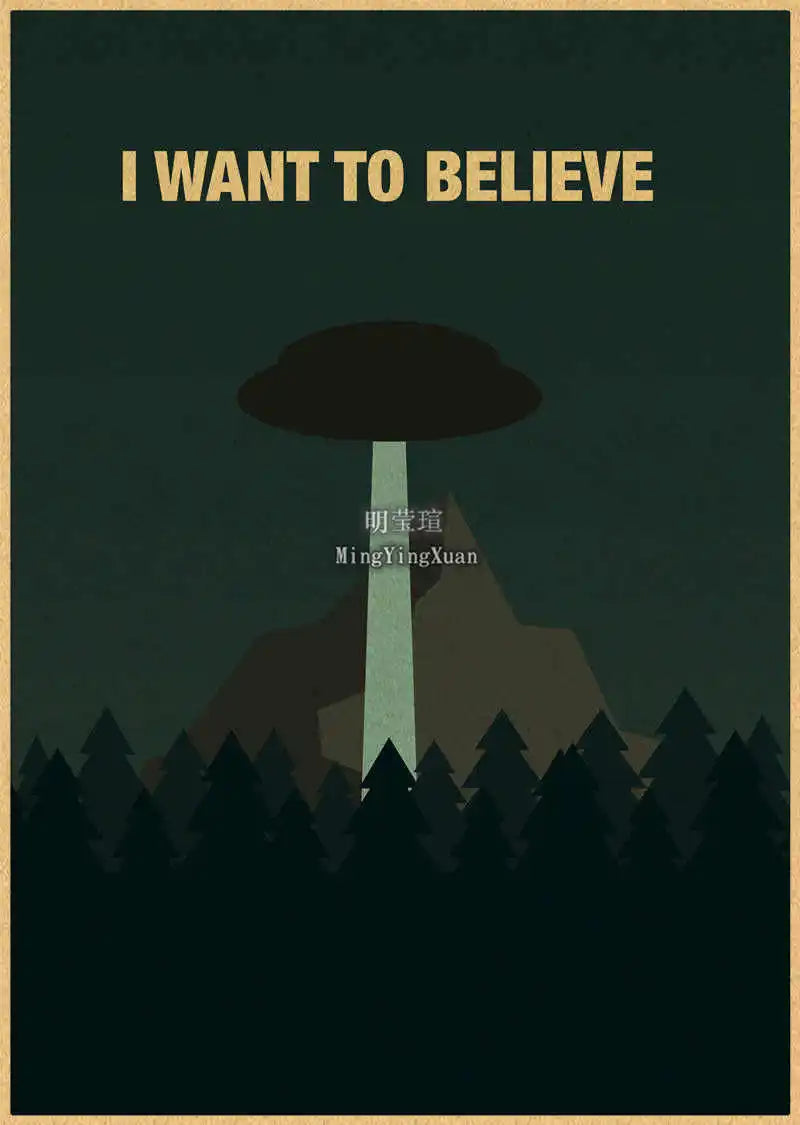 X-Files "I Want to Believe" UFO Alien Vintage Kraft Poster Vintage Wall Poster Axl 5 42x30cm
