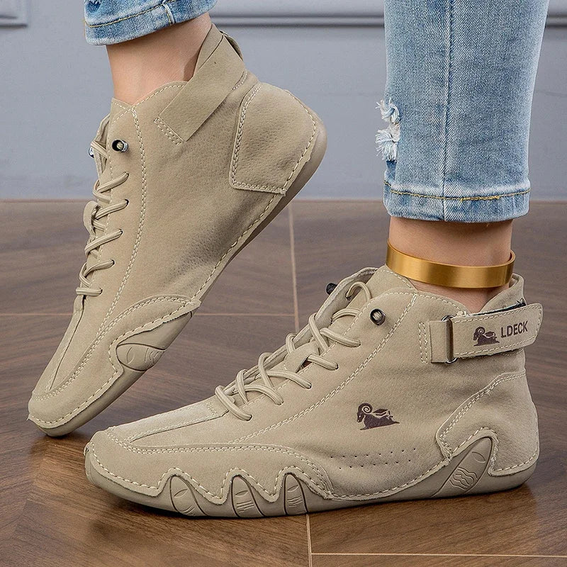 AZGB Women's Flat Ankle Boots – Lace-Up Casual Street Style Women's Ankle Boots Axl