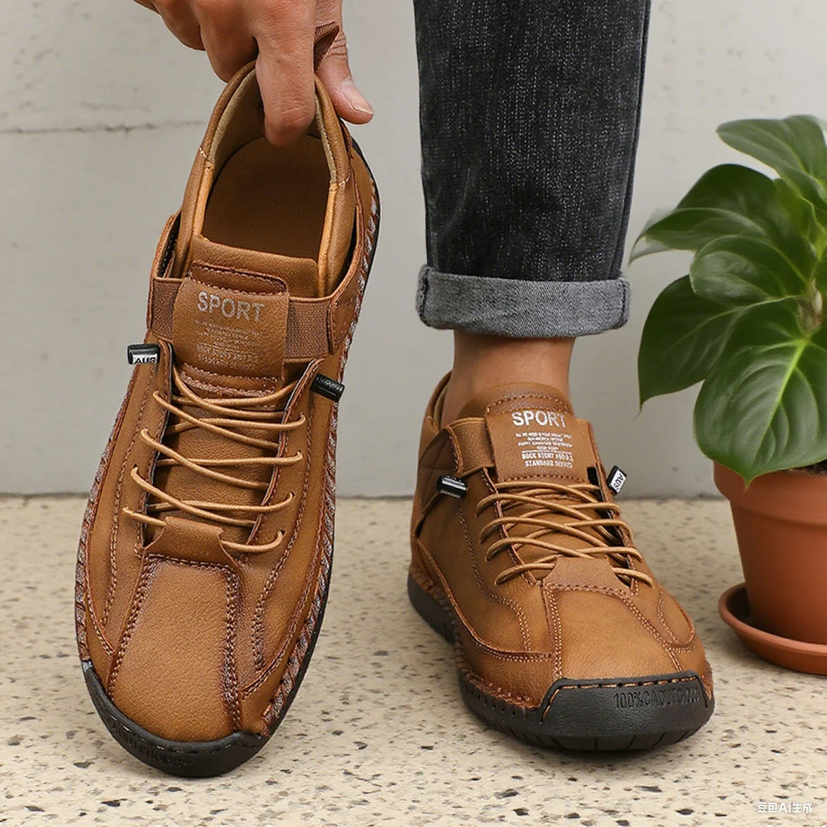 ZULIWAGN Retro Men's Leather Strap Sneakers | Casual Walking Shoes Men's Casual Sneakers Axl