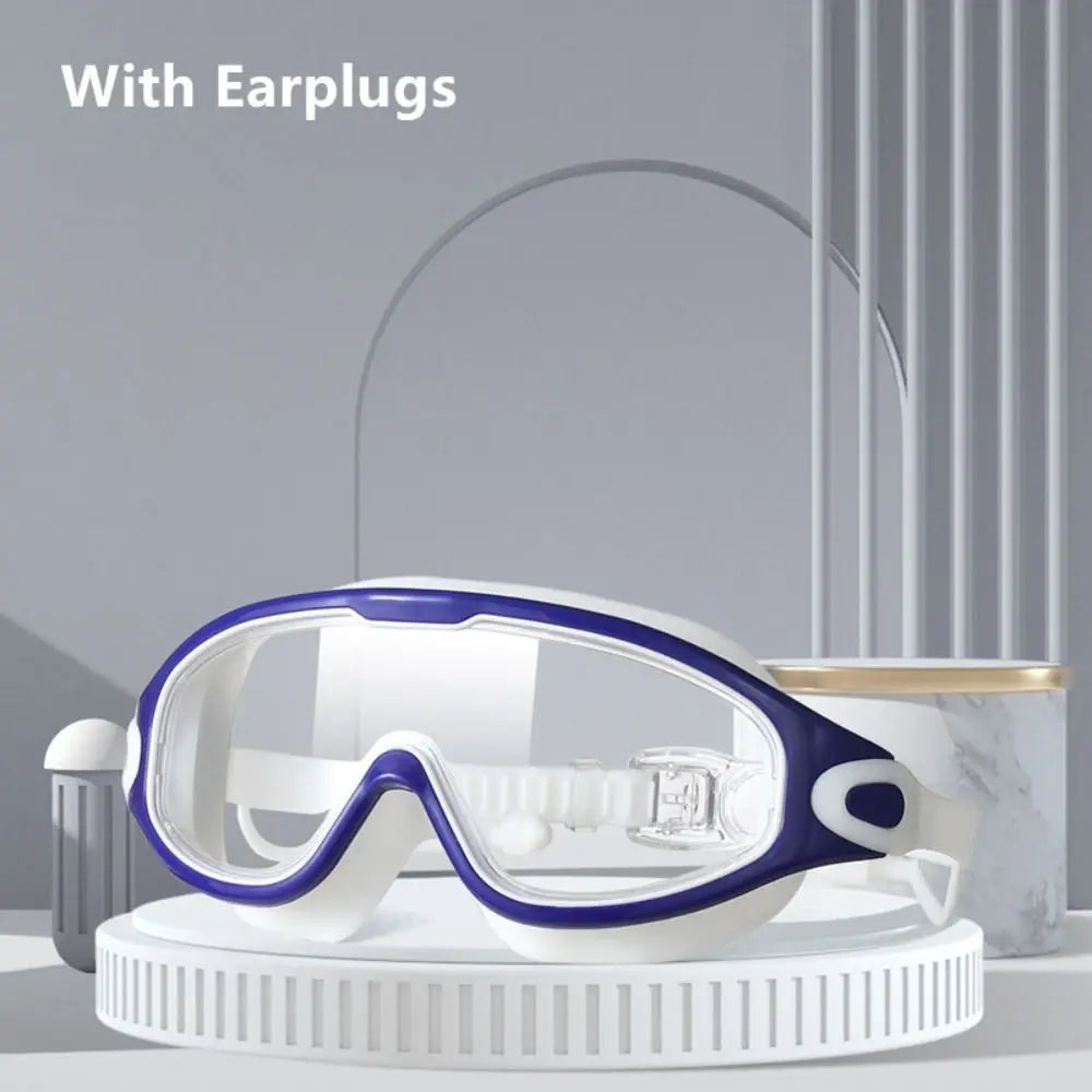 Anti-Fog Silicone Swimming Goggles – Big Frame Clear Lens Swimming Goggles Axl Blue-White
