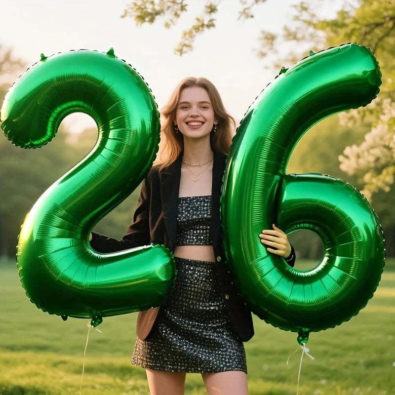 32-Inch Green Number Foil Balloon – Mylar Digit Party Decor Party Foil Balloon Axl