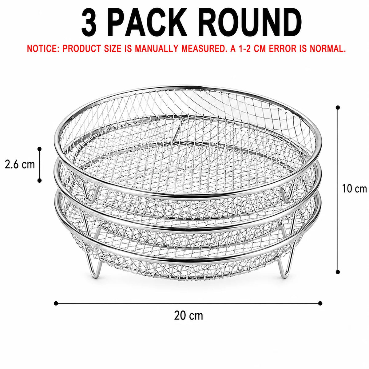 3-Tier Stackable Air Fryer Rack – Stainless Steel Dehydrator Set Air Fryer Rack Axl 3 Pack Round