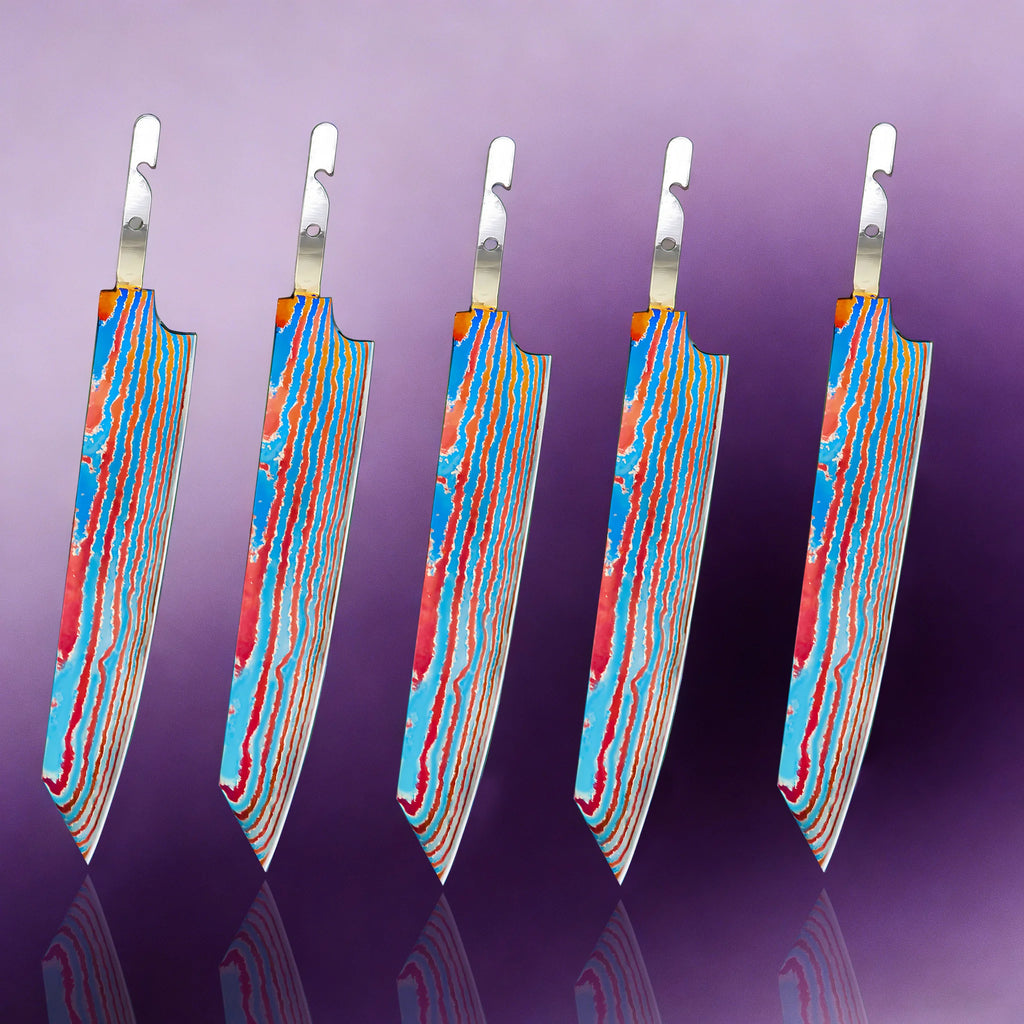 Kiritsuke Chef Knife Blade Set – Titanium Damascus Steel DIY Knife Making Blade Axl