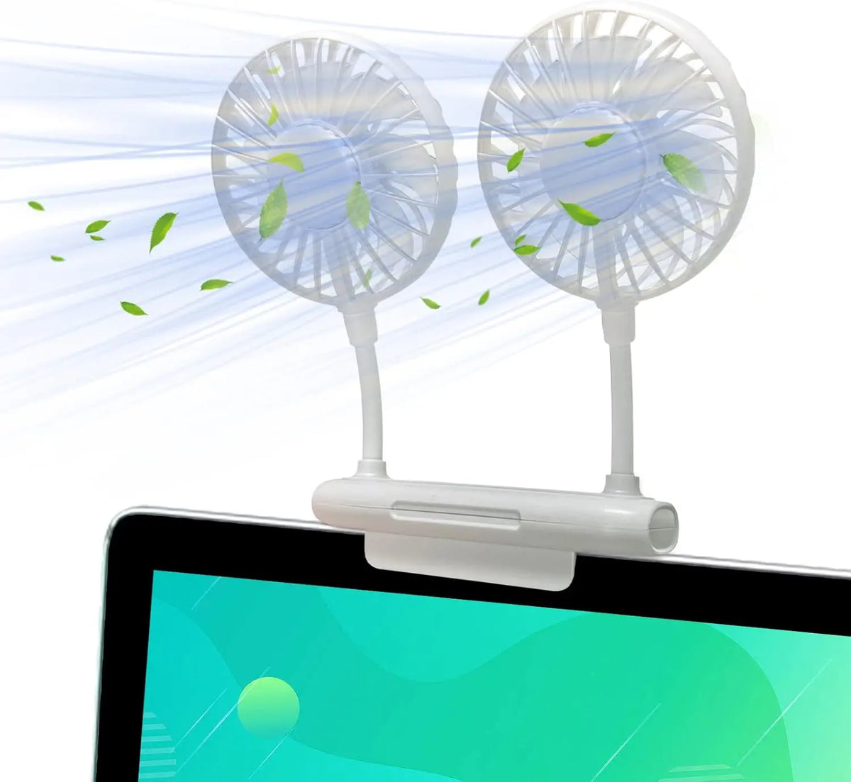 USB Monitor Clip-On Fan – Dual Fans, 3 Speeds, 360° Rotation Clip-On Desk Fan Axl