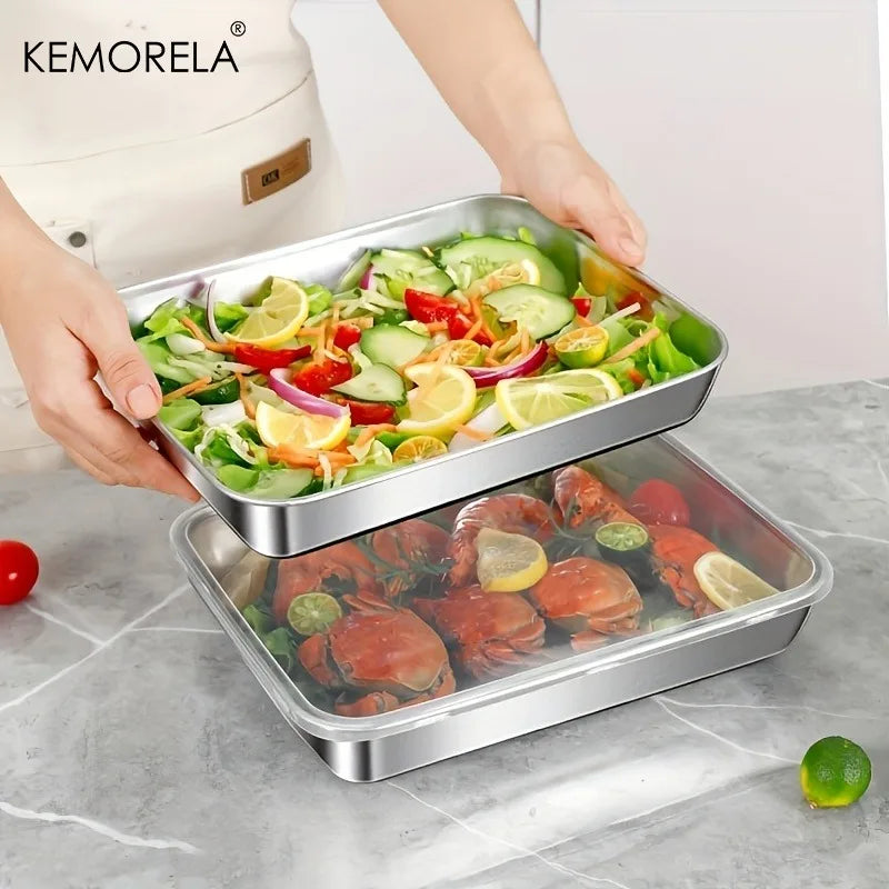 5-Pc Stainless Steel Leakproof Stackable Lunch Box Set Food Storage Containers Axl