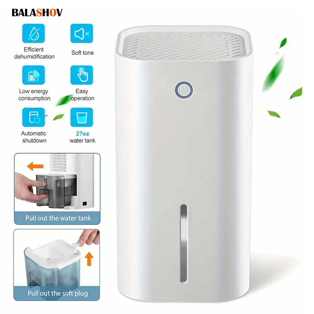 BALASHOV 850mL Portable Dehumidifier – Auto-Off Home Office Portable Dehumidifier Axl