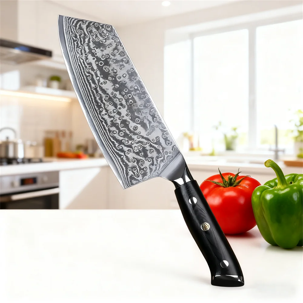 67-Layer Damascus Steel Chef Cleaver Knife – Sharp 19.3cm Damascus Chef Knife Axl