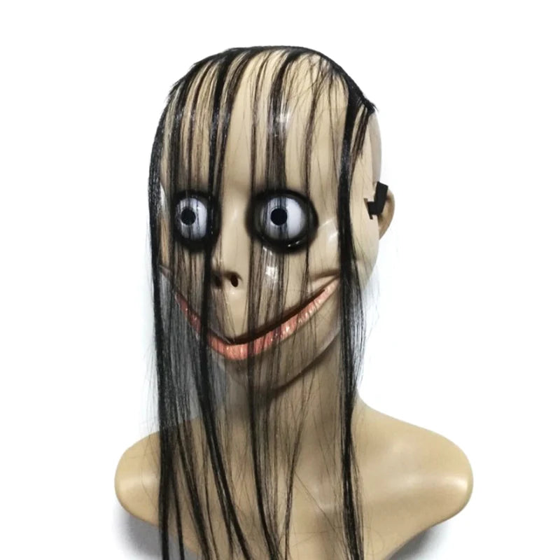 Halloween Ghost Mask with Long Hair – Horror PVC Female Mask Halloween Costume Mask Axl