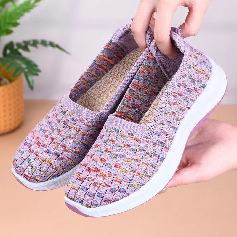 Women's Woven Slip-On Wedge Sneakers | Breathable Casual Shoes Wedge Sneakers Axl