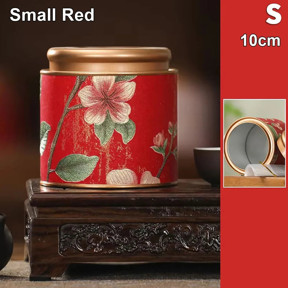 Tinplate Tea Storage Tin Can – Airtight Sealed Jar 10 & 19cm Tea Storage Tin Axl Small Red