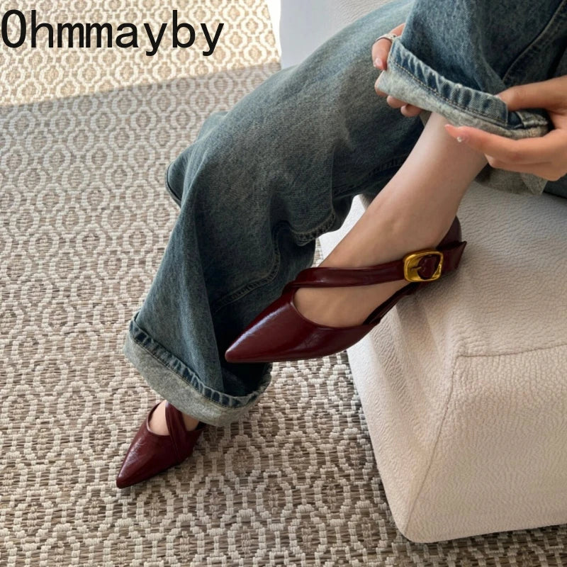 Women's Wedge Sandals – Pointed Toe Buckle Strap Dress Shoes Women's Wedge Sandals Axl