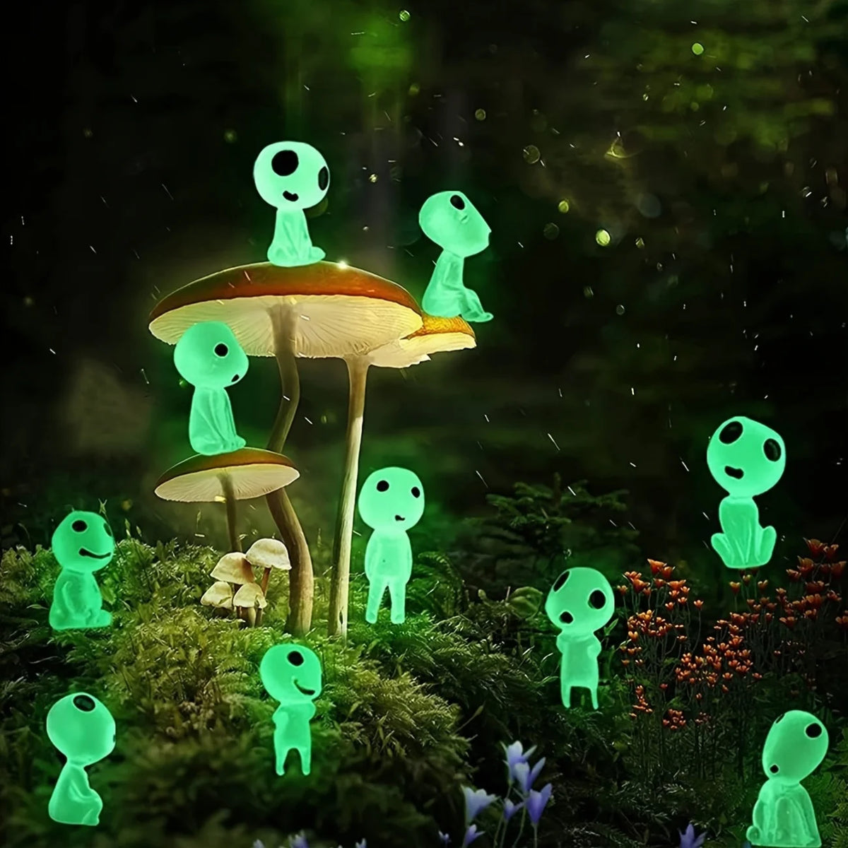 10-Pack Glow-in-the-Dark Tree Elf Resin Figures | Garden Décor Garden Figurine Set Axl