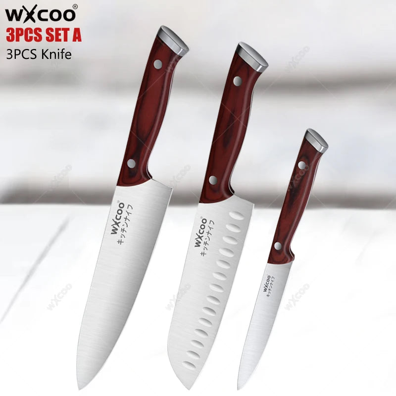 WXCOO Japanese Chef Knife Set – Sharp Stainless Steel Kitchen Chef Knife Set Axl 3PCS SET