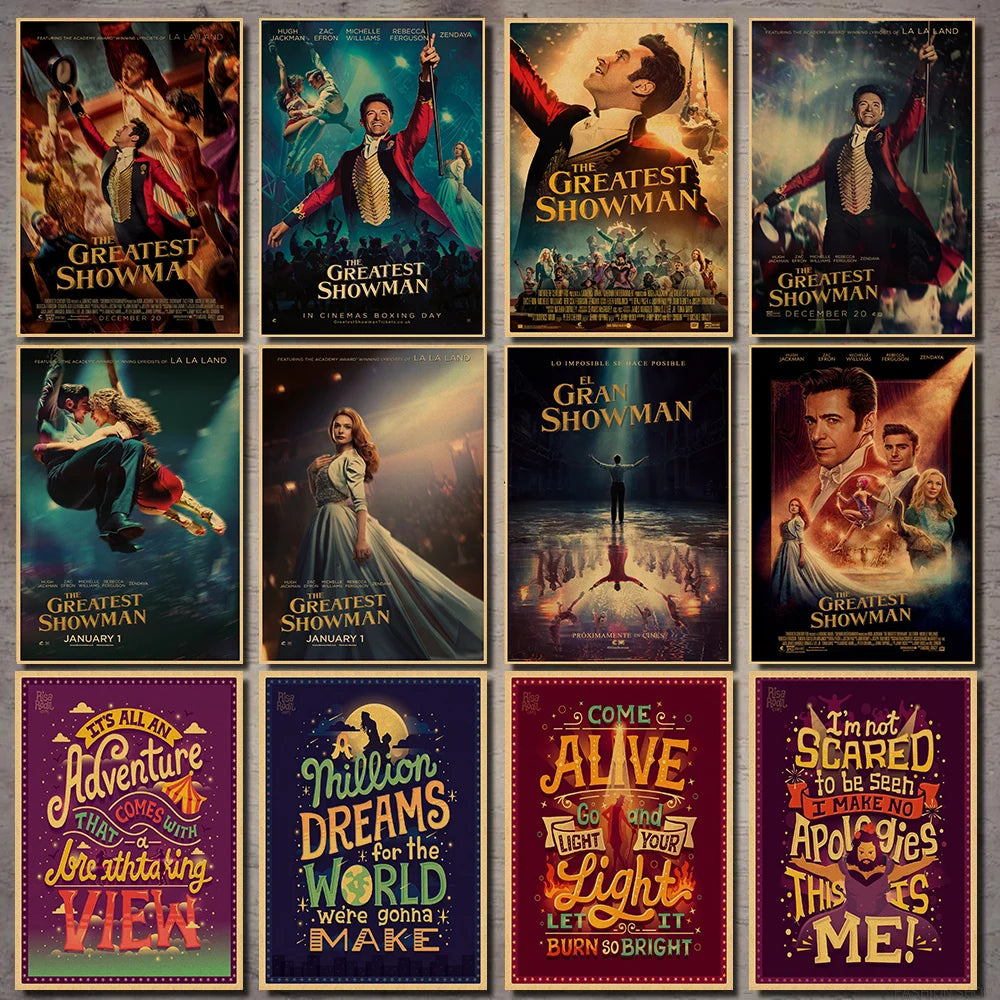 Greatest Showman Kraft Paper Movie Poster – Wall Art Print Movie Wall Poster Axl