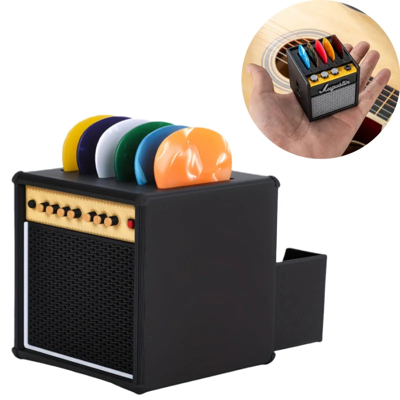 3D Printed Guitar Pick Holder Box with Drawer – Amp Design Guitar Pick Organizer Axl