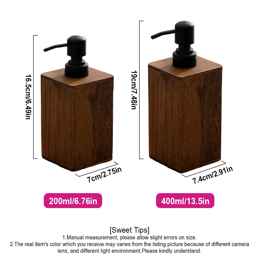 Solid Walnut Wood Soap Dispenser – Refillable Lotion Pump Wood Soap Dispenser Axl