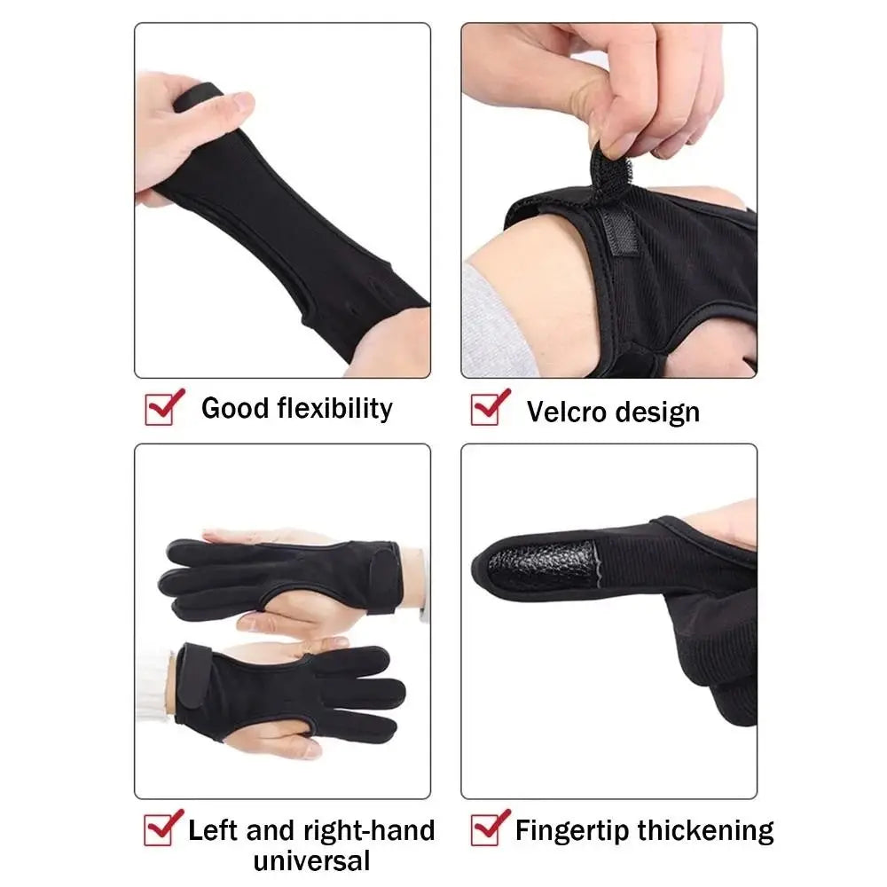 Three-Finger Archery Glove – Leather Recurve Bow Shooting Glove Archery Shooting Glove Axl