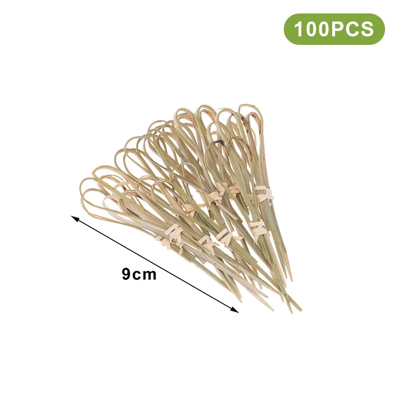 100 Bamboo Knot Skewers – Cocktail Picks & Fruit Forks Bamboo Cocktail Picks Axl Scissors 9cm