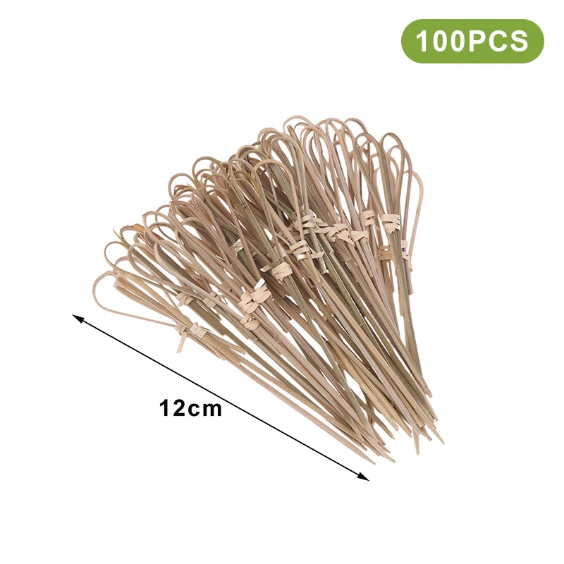100 Bamboo Knot Skewers – Cocktail Picks & Fruit Forks Bamboo Cocktail Picks Axl Scissors 12cm