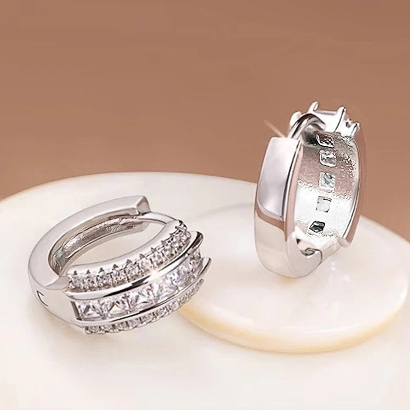 Huitan Princess CZ Hoop Earrings – Colorful & White Cubic Zirconia CZ Hoop Earrings Axl