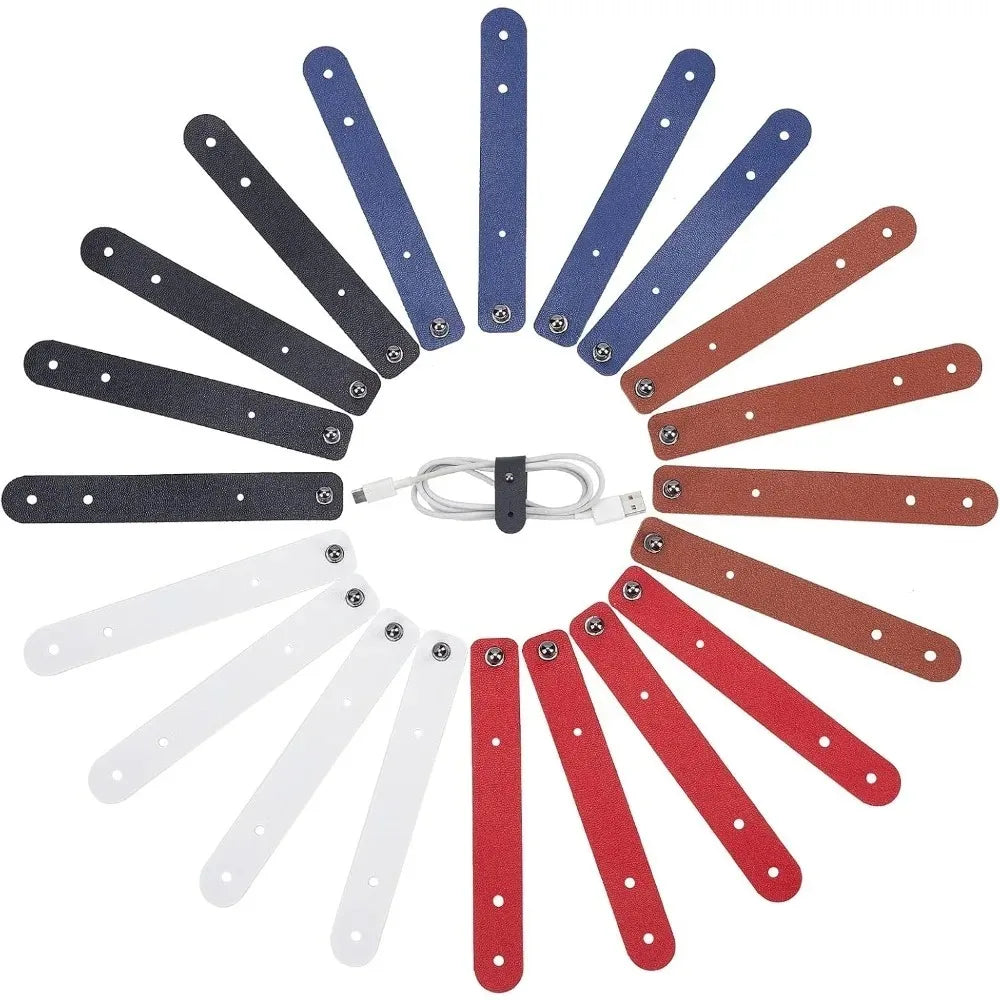 20-Pack PU Leather Cable Straps – 5-Color Cord Organizer Cable Organizer Straps Axl