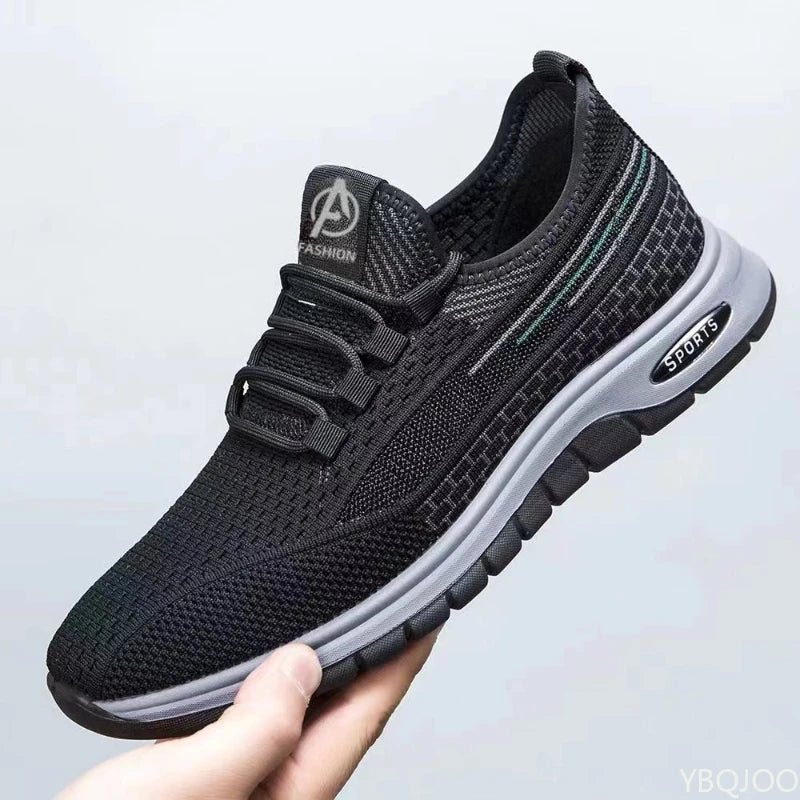 YBQJOO Men's Breathable Mesh Sneakers – Lightweight Loafers Men's Casual Sneakers Axl black 45