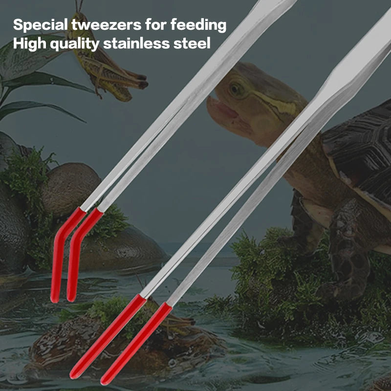 Reptile Feeding Tongs – Stainless Steel & Rubber Tip Pet Tweezers Reptile Feeding Tongs Axl