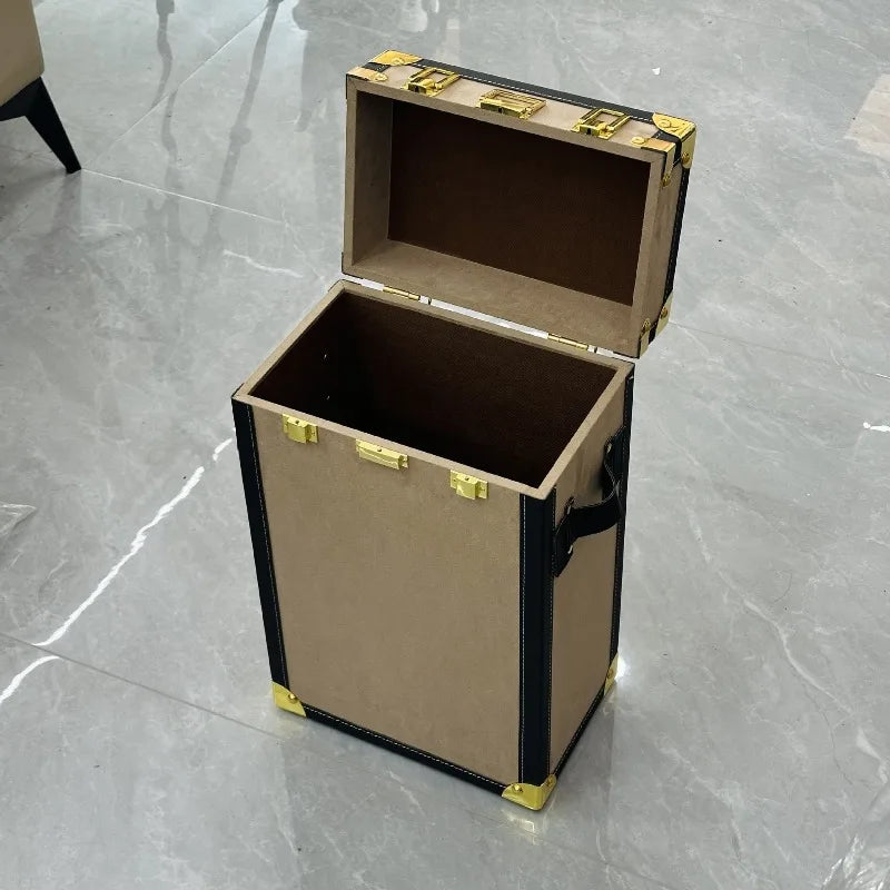Retro 50L Large Storage Box – Leather & Flannel Organizer Bin Storage Organizer Box Axl