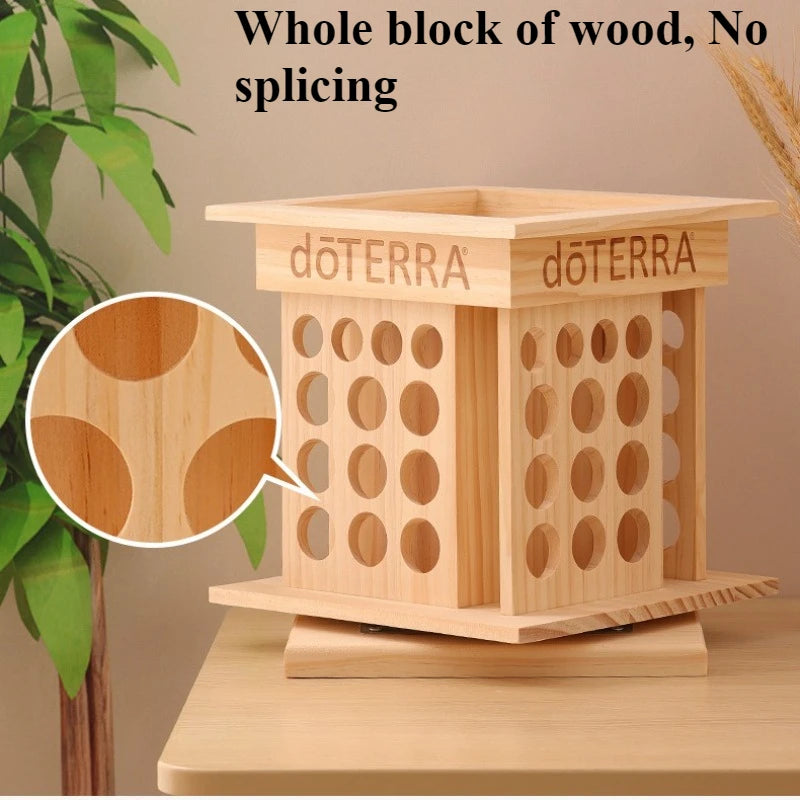 Rotating Solid Wood Essential Oil Display Rack – 52 Slots Essential Oil Display Rack Axl