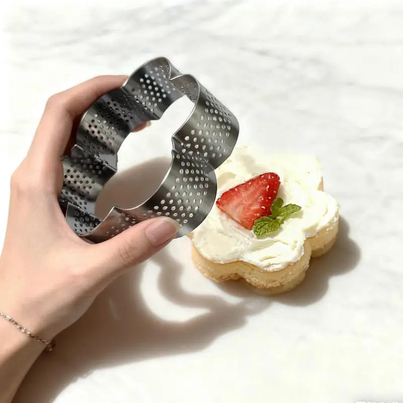 Flower Perforated Stainless Steel Tart Ring Baking Mold Tart Ring Mold Axl