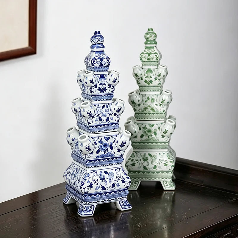 Modern Pagoda Ceramic Vase – Luxury Decorative Flower Bottle Decorative Ceramic Vase Axl